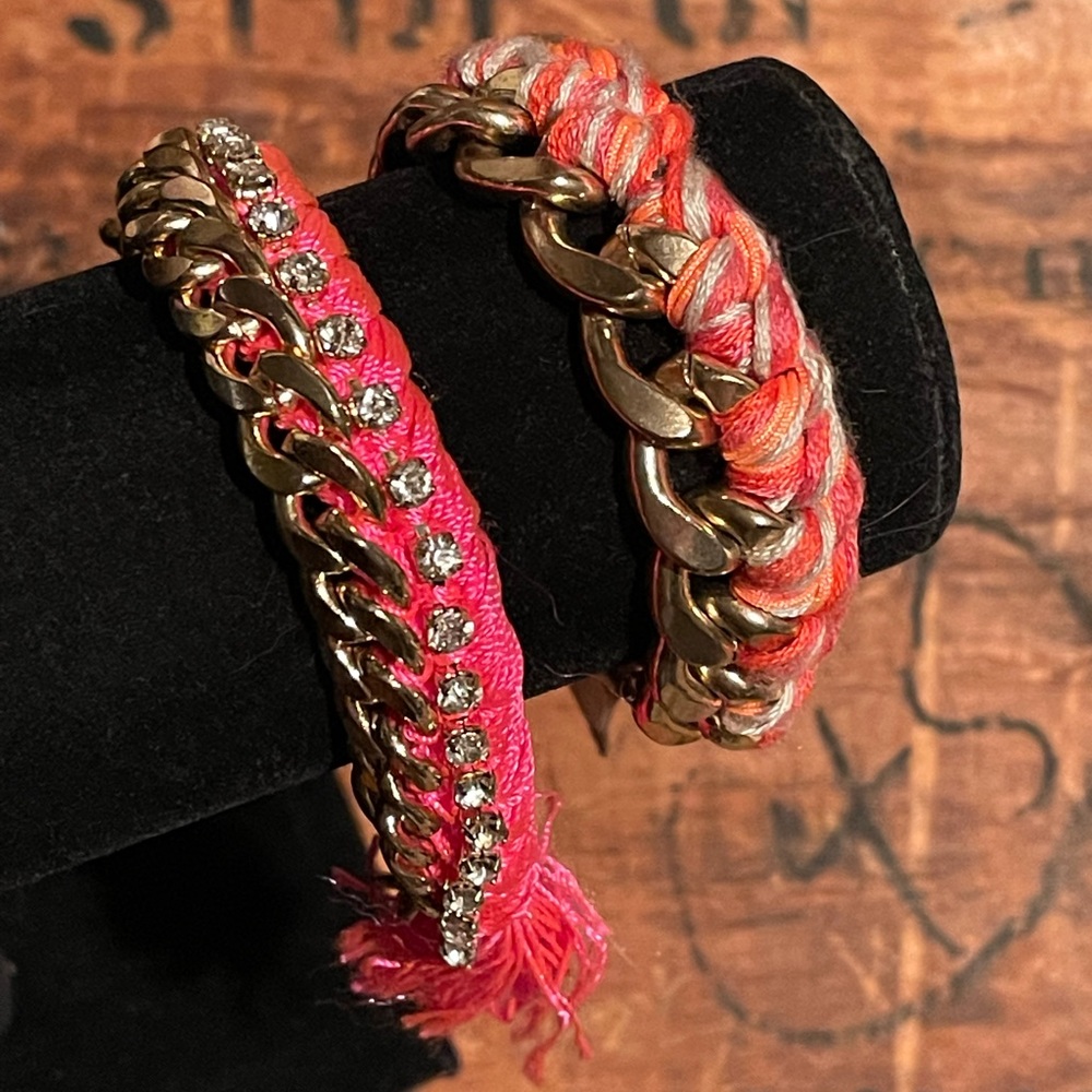 2 American Eagle Outfitters Bracelets NWT & NWOT Braided Thread Rhinestone Chain